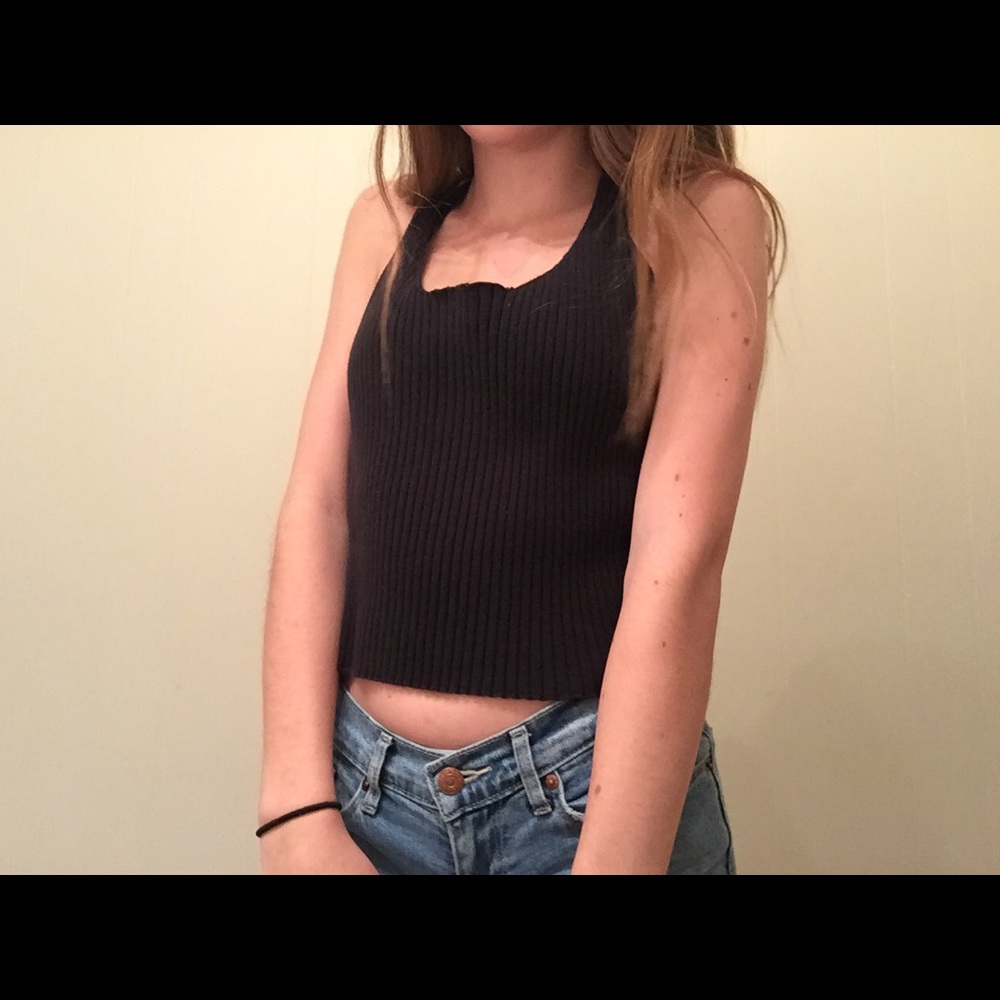 Black Ribbed Tank Top